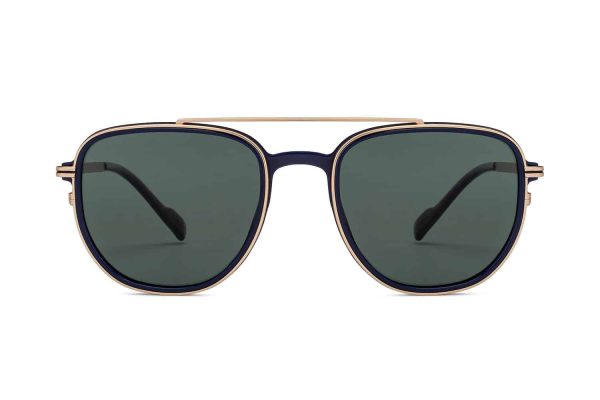 Gold Blue Full Rim Aviator Sunglasses