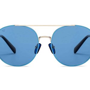 Gold Blue Full Rim Round Sunglasses