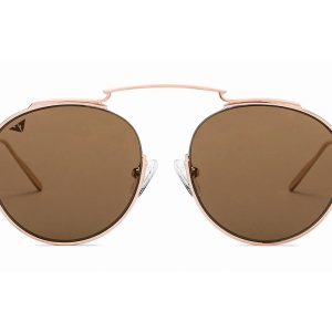 Gold Full Rim Round Sunglasses