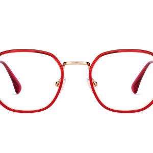 Gold Maroon Full Rim Wayfarer Eyeglasses