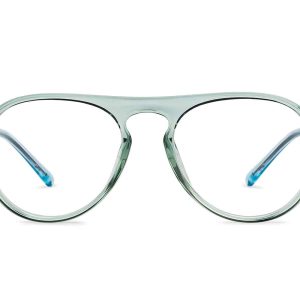 Green Transparent Full Rim Aviator Eyeglasses