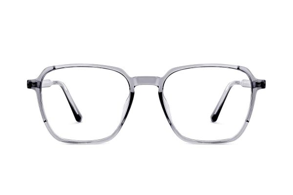Grey Transparent Full Rim Hexagon Eyeglasses