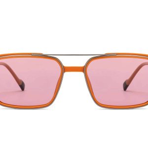 Gunmetal Orange Full Rim Rectangle Square Sunglasses