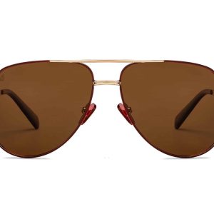 Maroon Full Rim Aviator Sunglasses