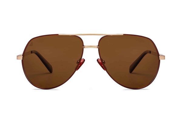 Maroon Full Rim Aviator Sunglasses