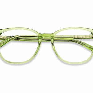 Green Transparent Full Rim Wayfarer Eyeglasses