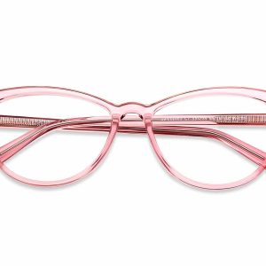 Pink Transparent Full Rim Cat Eye Eyeglasses